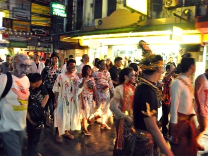 Zombies walking the streets at the annual Bangkok Zombie Walk